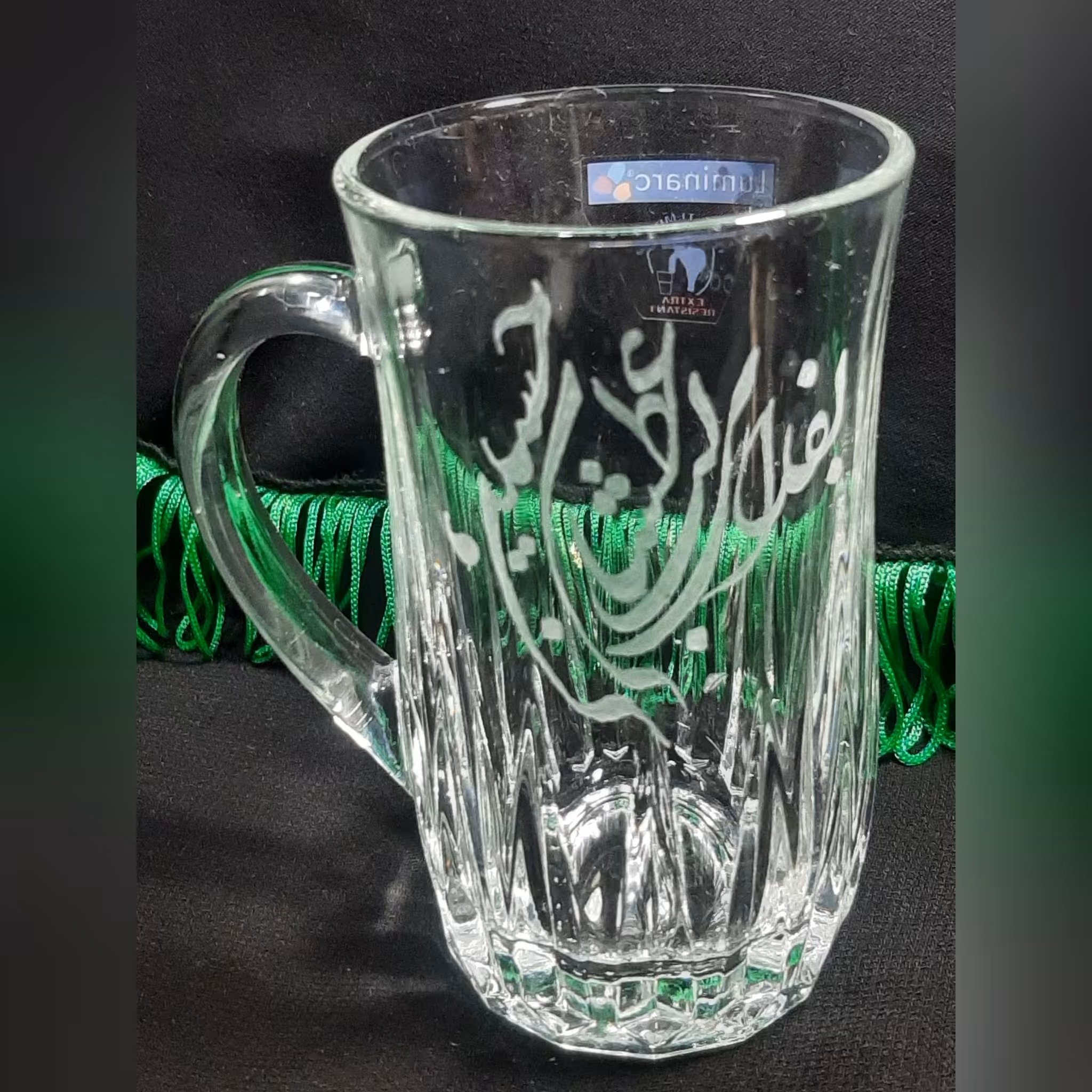 لیوان فرانسوی با حکاکی بفدای لب عطشان حسین (لومینارک)