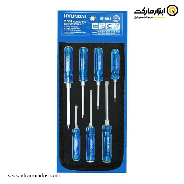 ست پیچ گوشتی ضربه خور هیوندای 7 عددی مدل HT-7801