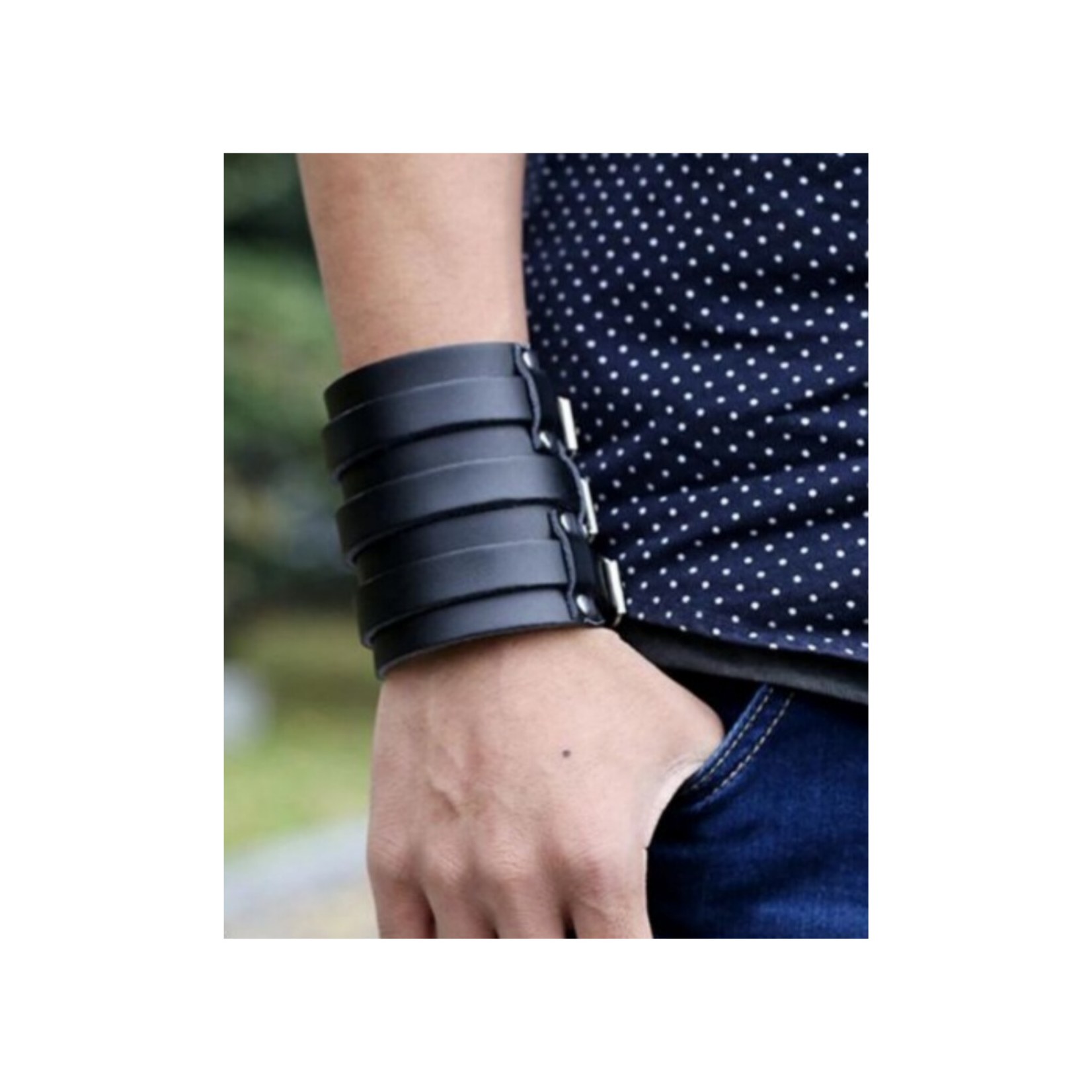 دستبند چرم دست دوز کد 002