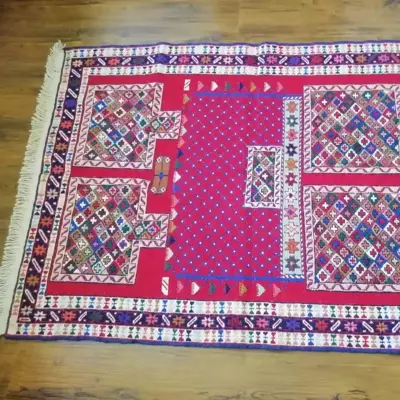 گلیم ورنی پشم دستبافت عشایری آذربایجان طرح دوز تورباسی( 130در 110) 