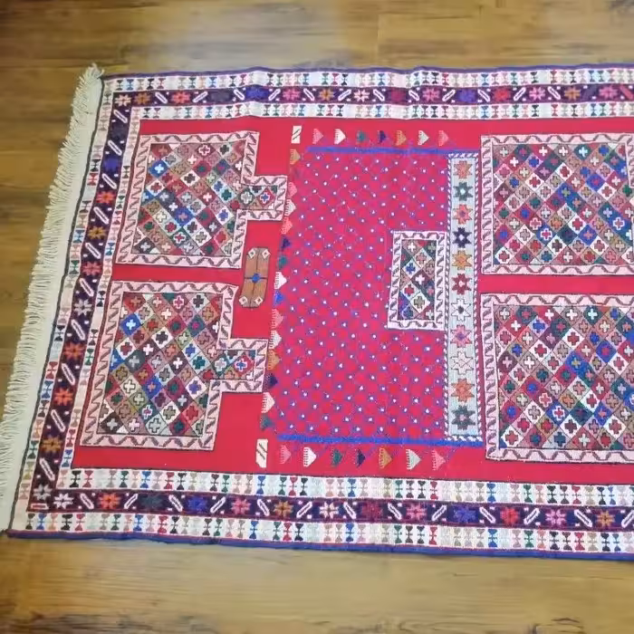 گلیم ورنی پشم دستبافت عشایری آذربایجان طرح دوز تورباسی( 130در 110) 