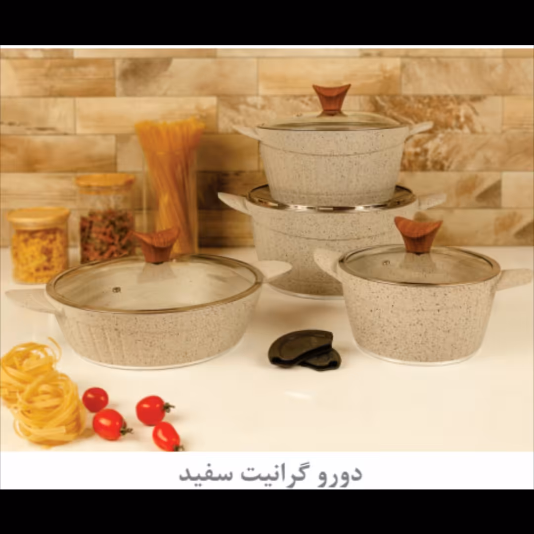 سرویس قابلمه 10 پارچه دو رو گرانیت برند BVK کد 713510 رنگ سفید