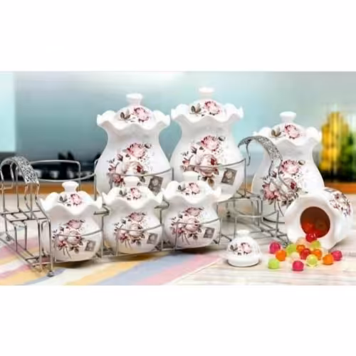 سرویس 7 پارچه پاسماوری سرامیکی استندار طرح کنگره دار 