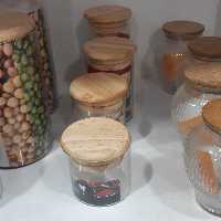 بانکه های شیشه ای درب چوبی 4سایز