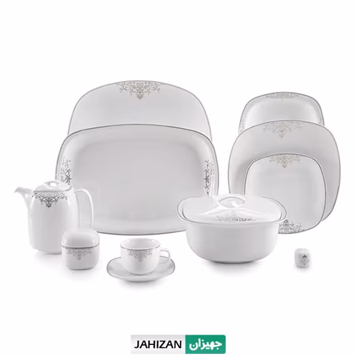 سرویس چینی زرین 98پارچه مونت کارلو پلاتینی سری کواترو (عالی)