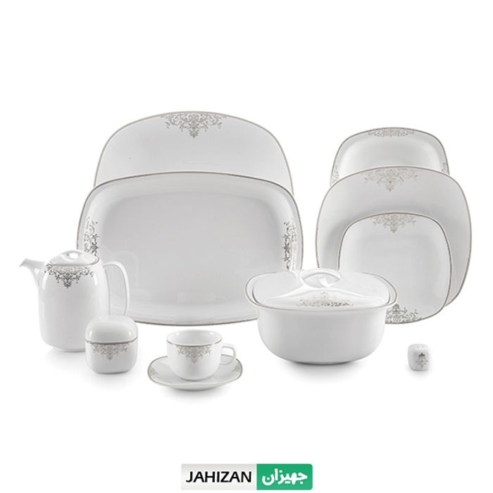 سرویس چینی زرین 98پارچه مونت کارلو پلاتینی سری کواترو (عالی)