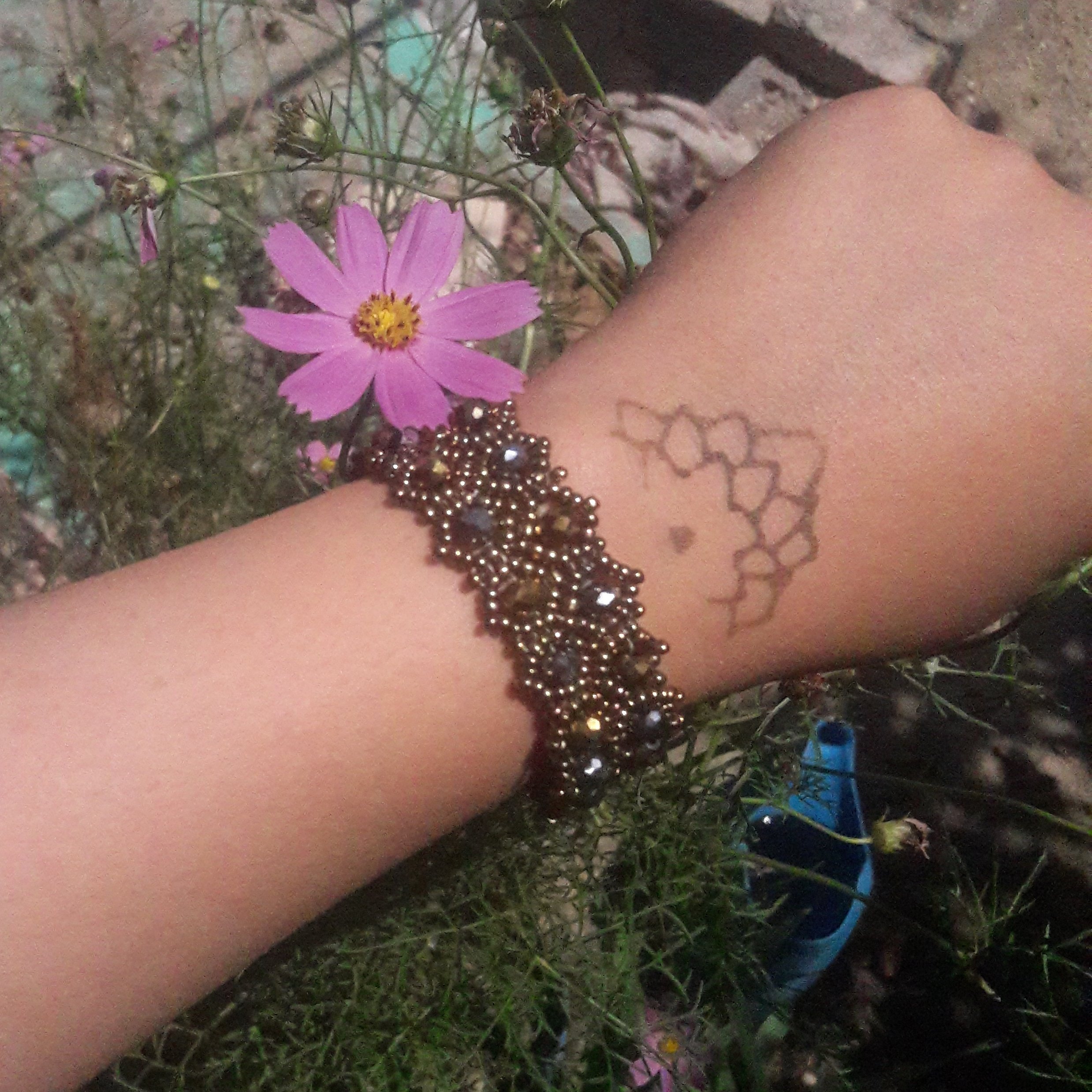 دستبند کریستالی متالیک دو ردیفه یک عددی