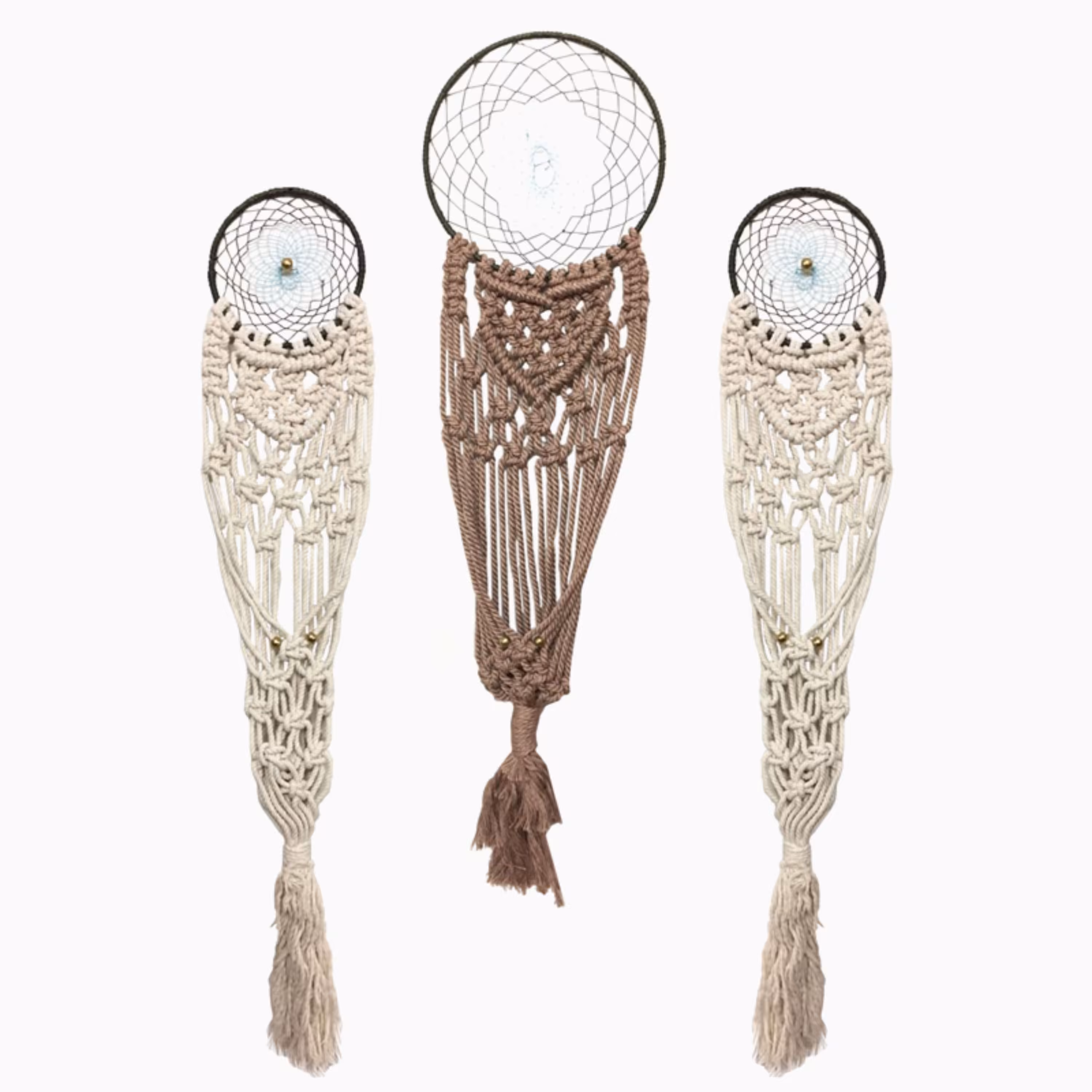 آویز گلدان بافتنی هنریسان کد 25 مجموعه 3 عددی - آویز مکرومه بافی