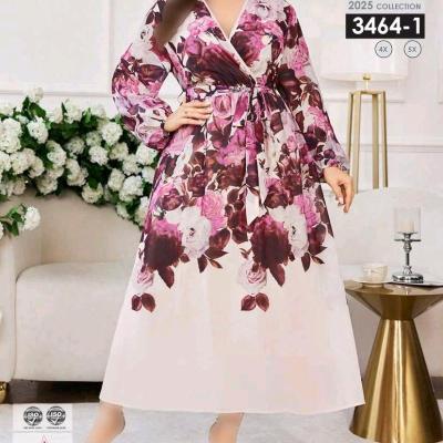 پیراهن بلند بیگ سایز کرپ حریر3464
