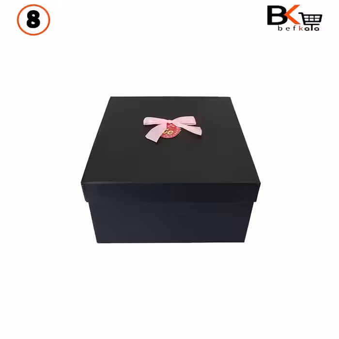 باکس کادویی مستطیلی مشکی پاپیون دار سایز هشت کد 38