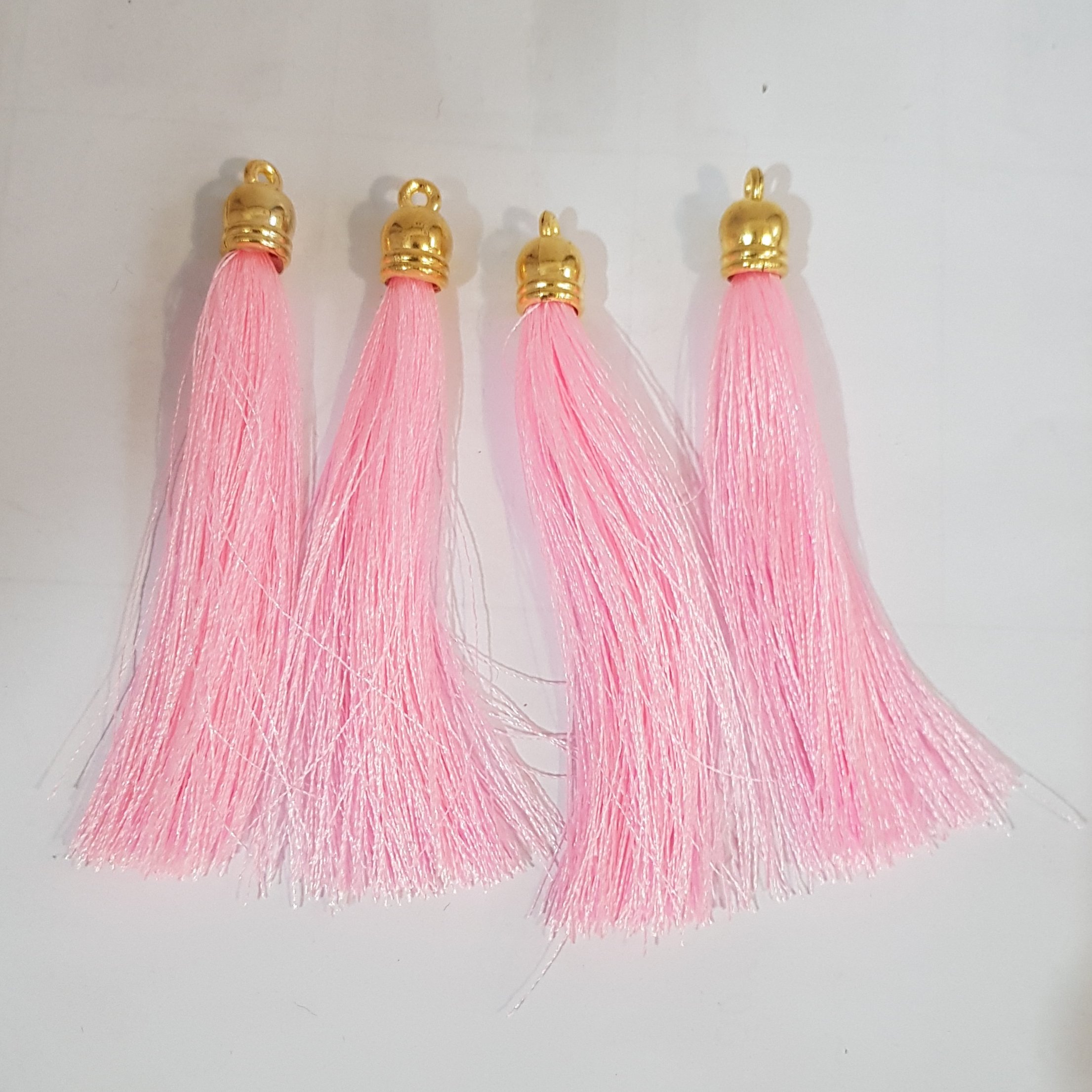 منگوله سر فلزی 4 تایی صورتی روشن