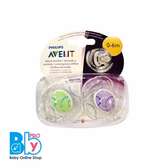 پستانک دو عددی 6-0 ماه یاسی-سبز فیلیپس اونت Philips Avent