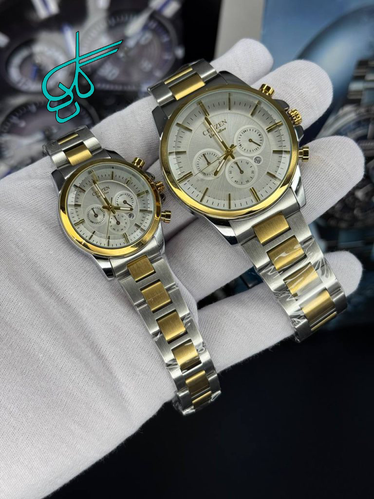 خرید ست ساعت مردانه و زنانه فلزی سیتیزن ولنتینو طرح کرنو موتور میوتا ژاپن شیشه تراش ضدآب دارای طرح های متنوع کد 2116844 - ردگل