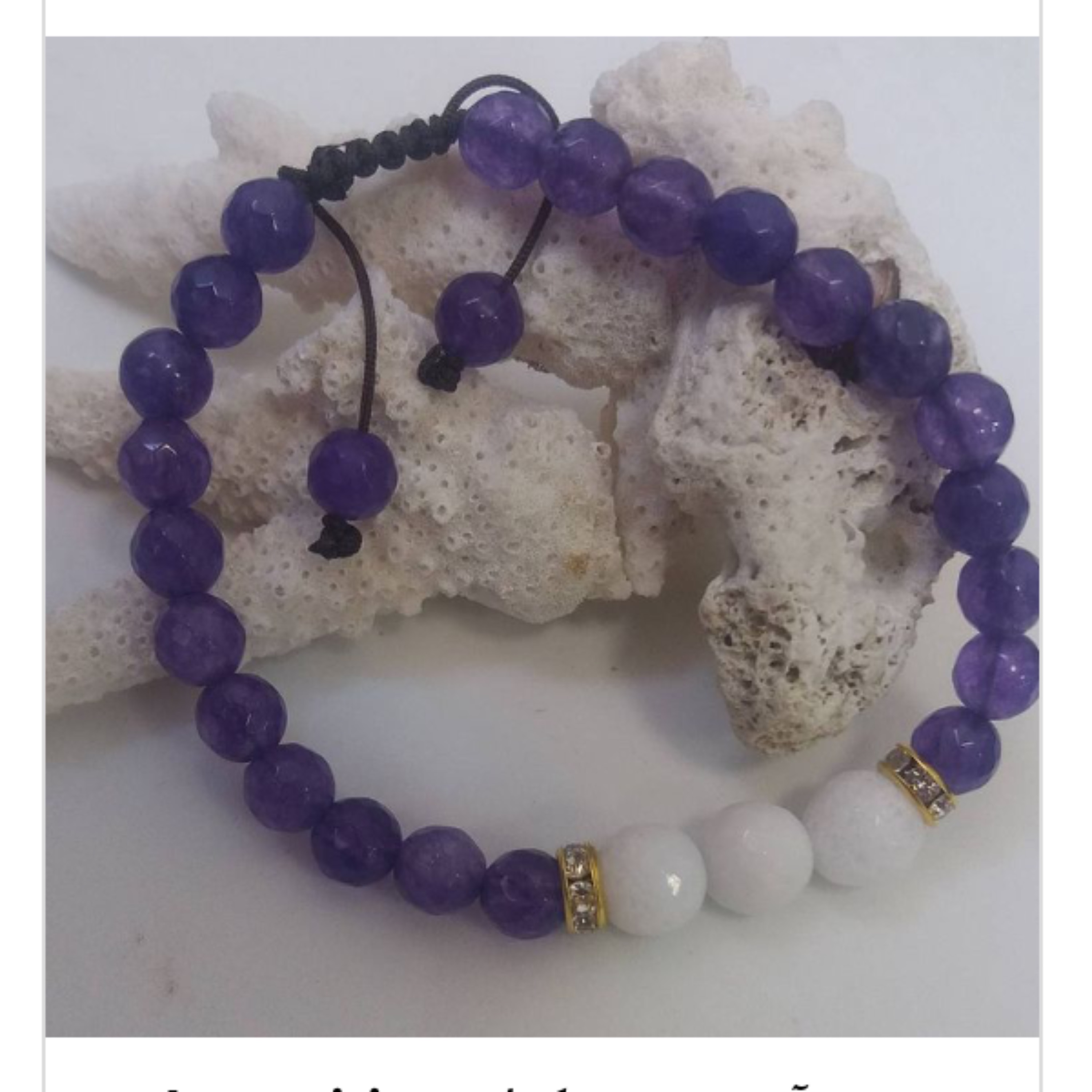 دست بند امیتیست و کوارتز سفید