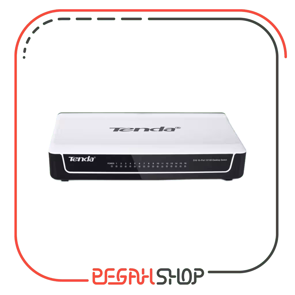 سوییچ شبکه دسکتاپ 16 پورت 10/100 برند Tenda مدل S16
