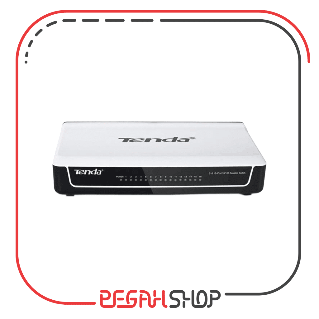 سوییچ شبکه دسکتاپ 16 پورت 10/100 برند Tenda مدل S16