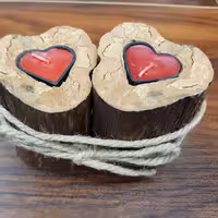 جا شمعی دوقلو چوبی قلبی