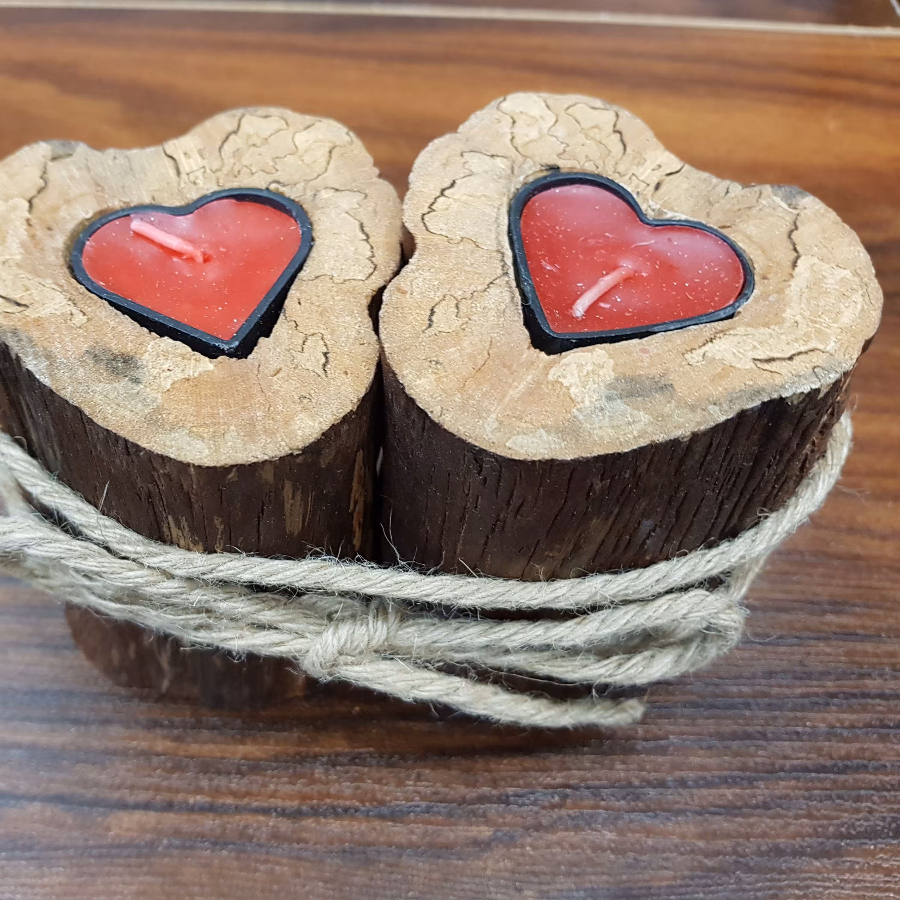 جا شمعی دوقلو چوبی قلبی