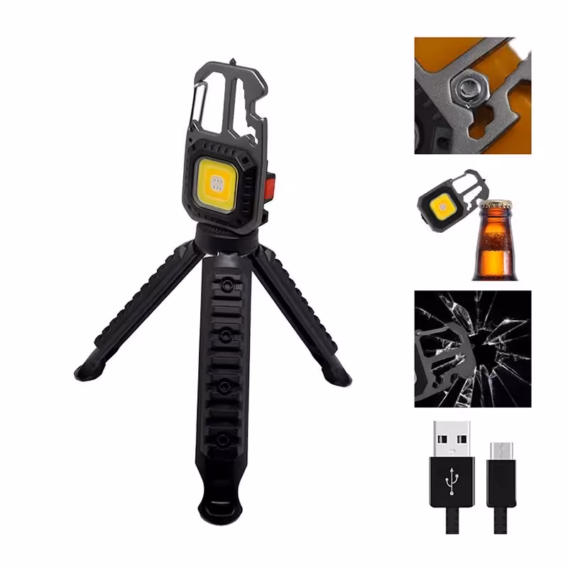 نور افکن و چراغ قوه شارژی چند کاره مربعی جیبی فوق قوی مسافرتی با پایه مدل W5138