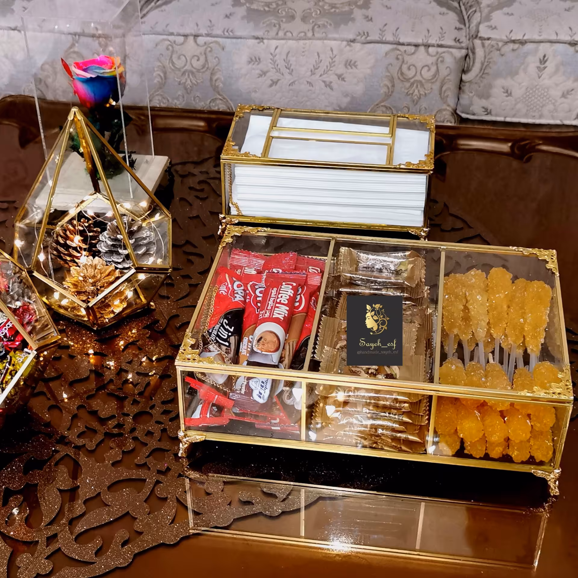 تیباکس و جعبه پذیرایی 3 خانه