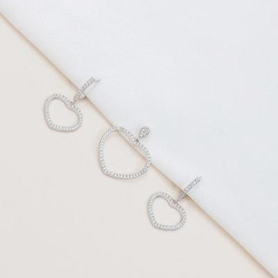 نیمست نقره قلبی توخالی عیار 925 با روکش رودیوم کد 1650