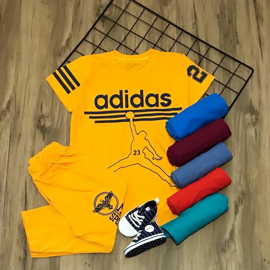 ست تیشرت شلوارک پسرانه طرح آدیداس سایز 50 و 55
