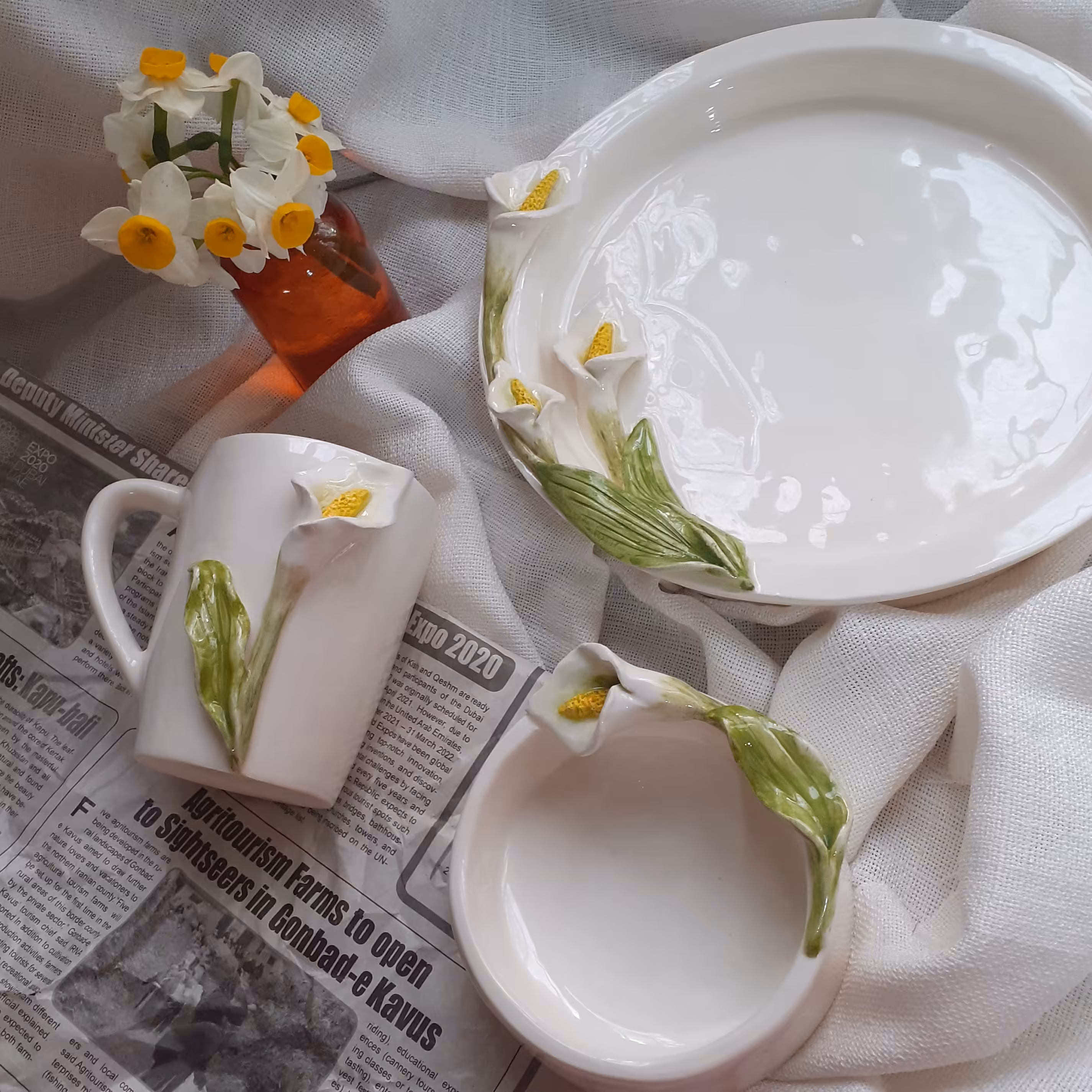 ست پذیرایی و چایی خوری مدل فانتزی گل شیپوری