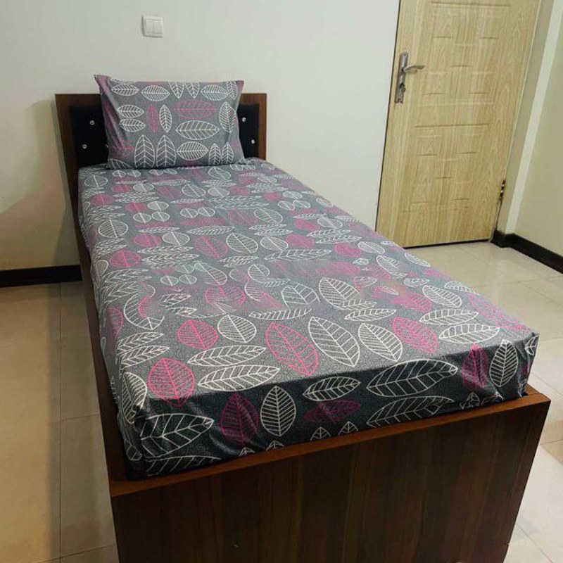 حراج روتختی دو تیکه ملحفه کشدار تشک تخت یک نفره سایز (90)مدل ماکااو رنگ (صورتی)