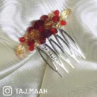 شانه مو و شانه شینیون کریستال قرمز مدل SH1SMRD ماه فام و تاج ماه