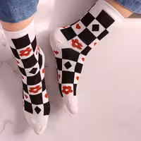 جوراب ساق بلند طرح کارت بازی