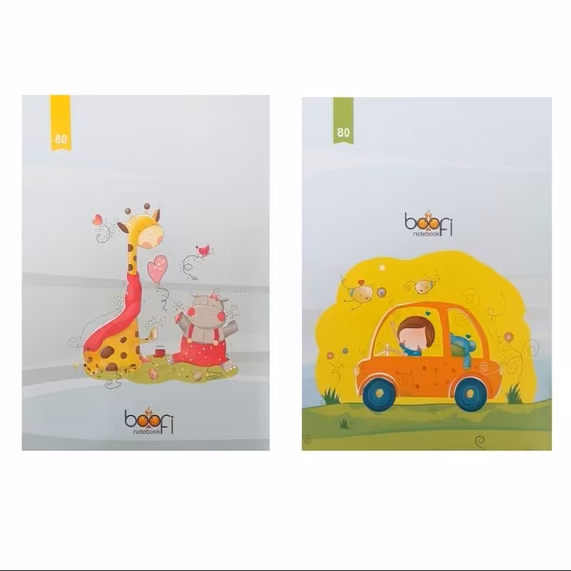 دفتر مشق 80 برگ بوفی مدل شقایق بسته 2 عددی