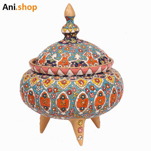 شکلات خوری سه پایه سفالی میناکاری کد 724