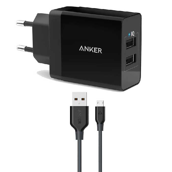 شارژر دیواری انکر مدل B2021 به همراه کابل تبدیل microUSB