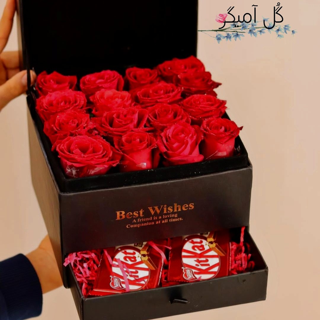 باکس گل 16 شاخه کد 02
