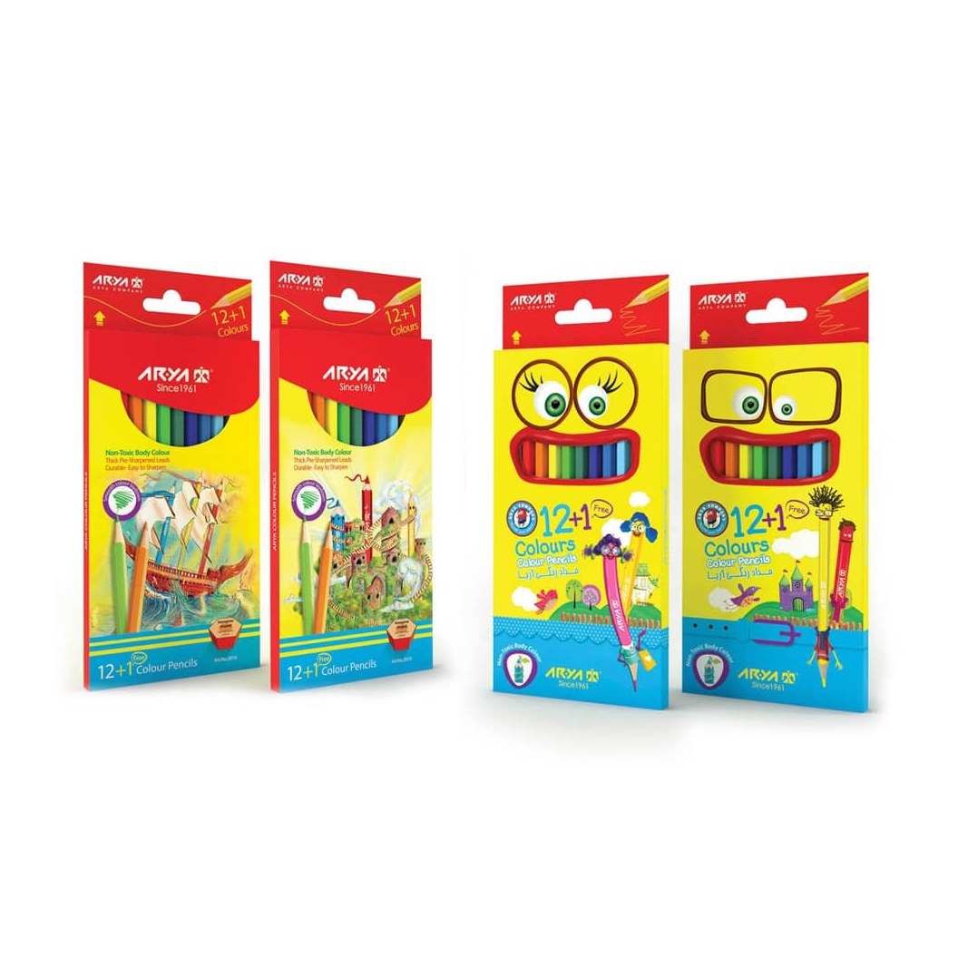 مداد رنگی 12 رنگ بعلاوه 1  آریا مقوایی مدل 3016