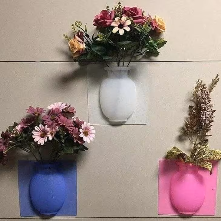 گلدان سیلیکونی چسبی یک عددی بدون گل 