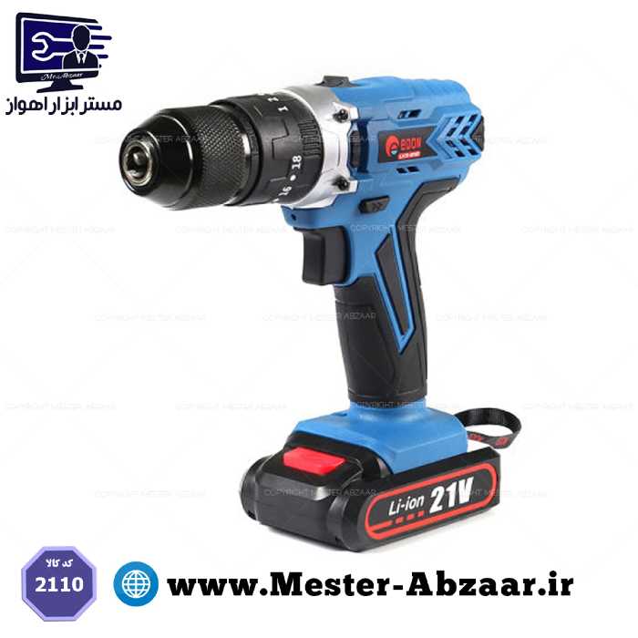 دریل پیچ گوشتی چکشی شارژی 21 ولت آبی ادون مدل LV3-2110