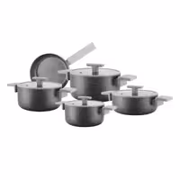 سرویس قابلمه 9 پارچه بایوگرانیت پرارین مدل استیما رنگ طوسی  درب سیلیکون