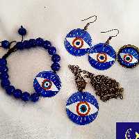 گردنبند، گوشواره، انگشتر و دستبند میناکاری چشم و نظر