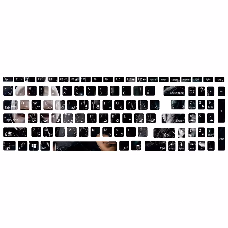 برچسب حروف فارسی کیبورد طرح بتمن