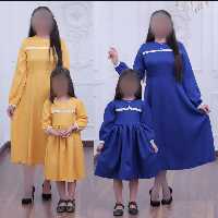 ست مادر دختر پیراهن پوشیده جدید مشکی رنگی سایزبزرگ 36 تا 50 کودک نوجوان سنا