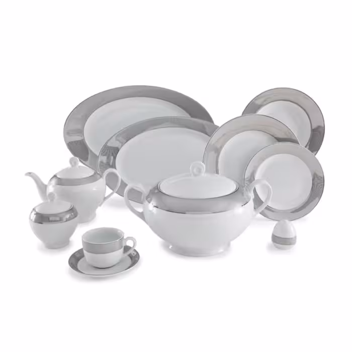 سرویس چینی زرین 12 نفره 102 پارچه پالادیوم درجه عالی