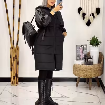 کاپشن آستین چرم