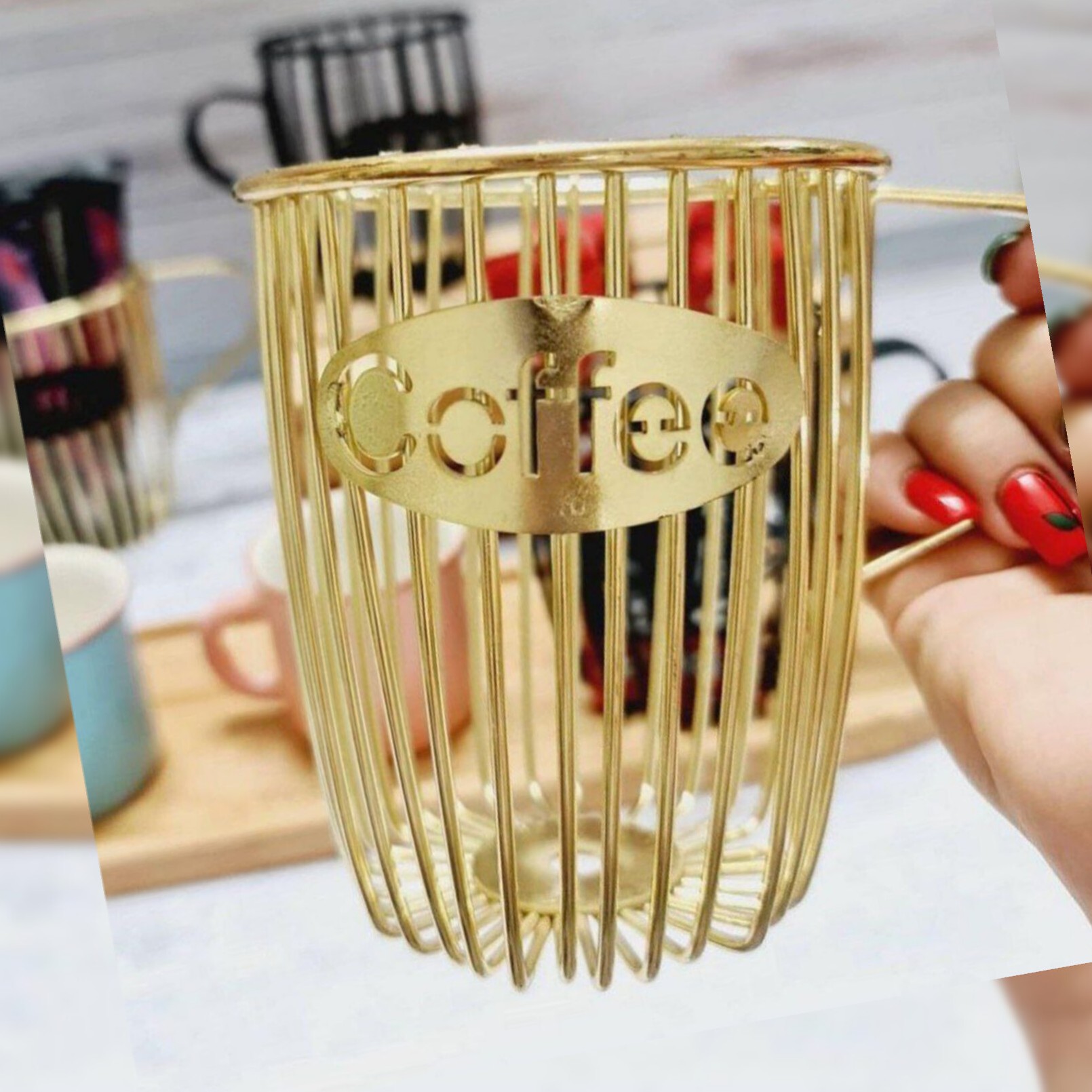 استند فلزی کافی در 2 رنگ مشکی و طلایی