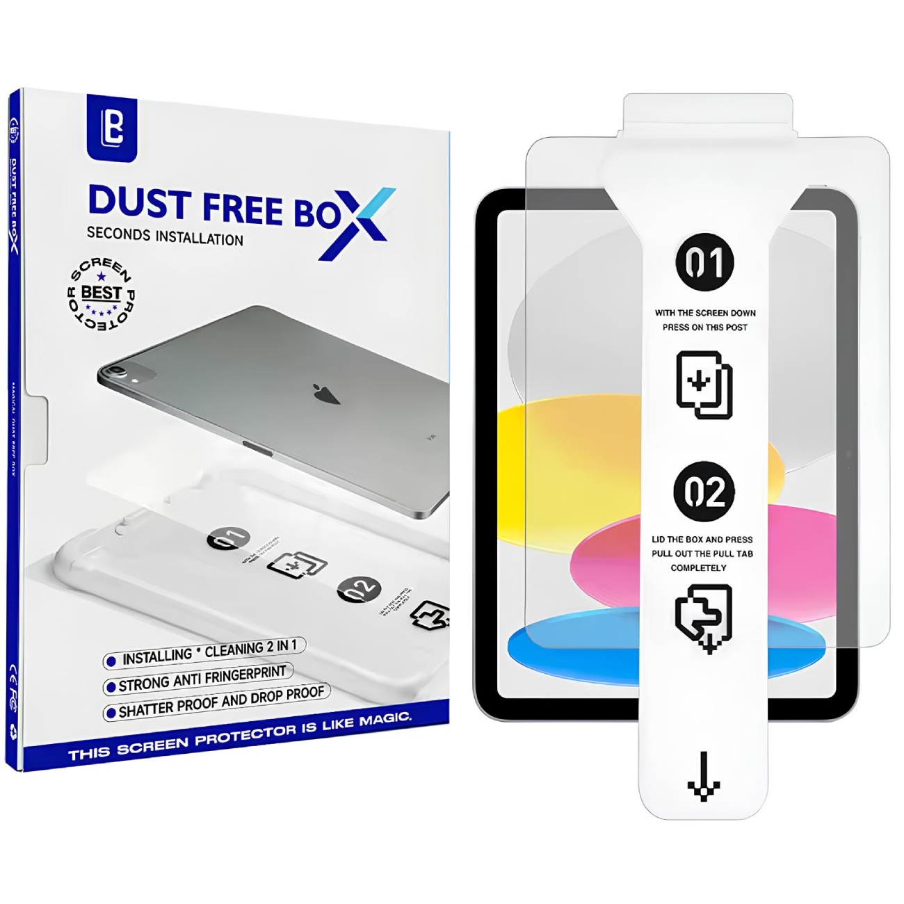 محافظ صفحه نمایش شیشه ای تبلت آیپد ایر 11 2024 همراه با کیت نصب Dust Free Box