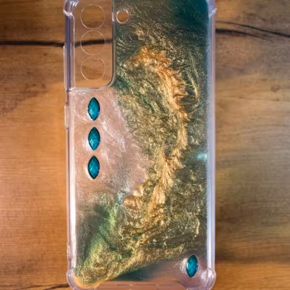 قاب گوشی سفارشی با رزین و‌نگین