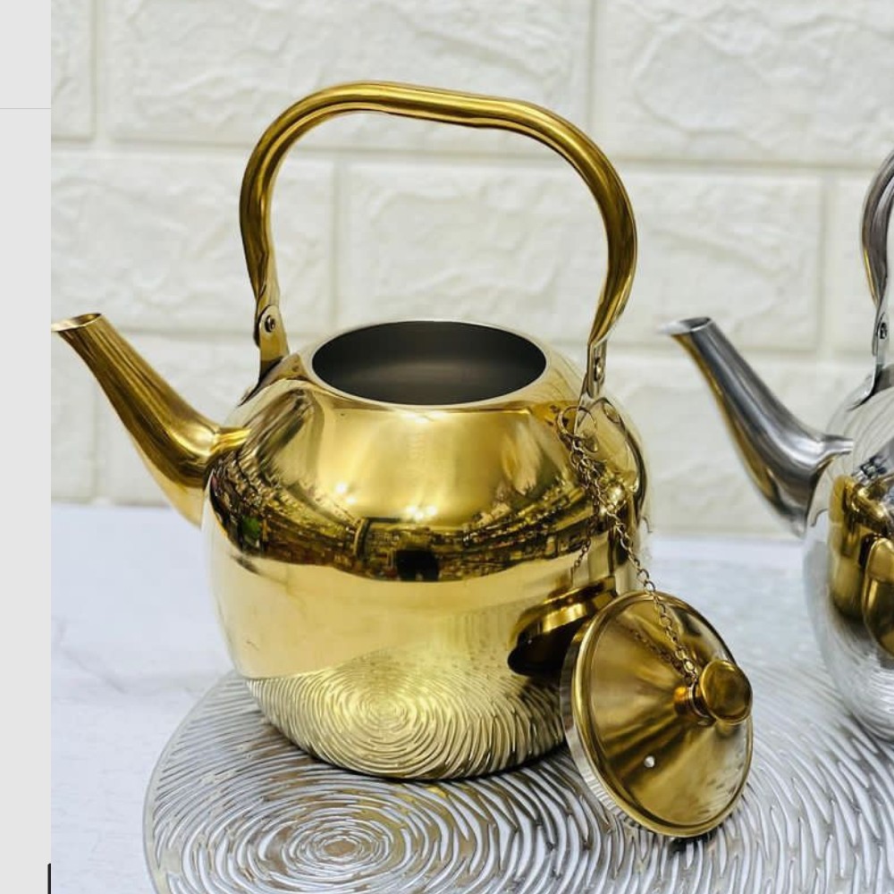 کتری استیل 2 لیتری نقره ای و طلایی(قوری استیل)