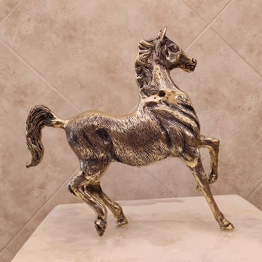 مجسمه برنزی دکوری حیوانات مدل اسب دونده کد 2611 ( مجسمه برنجی )