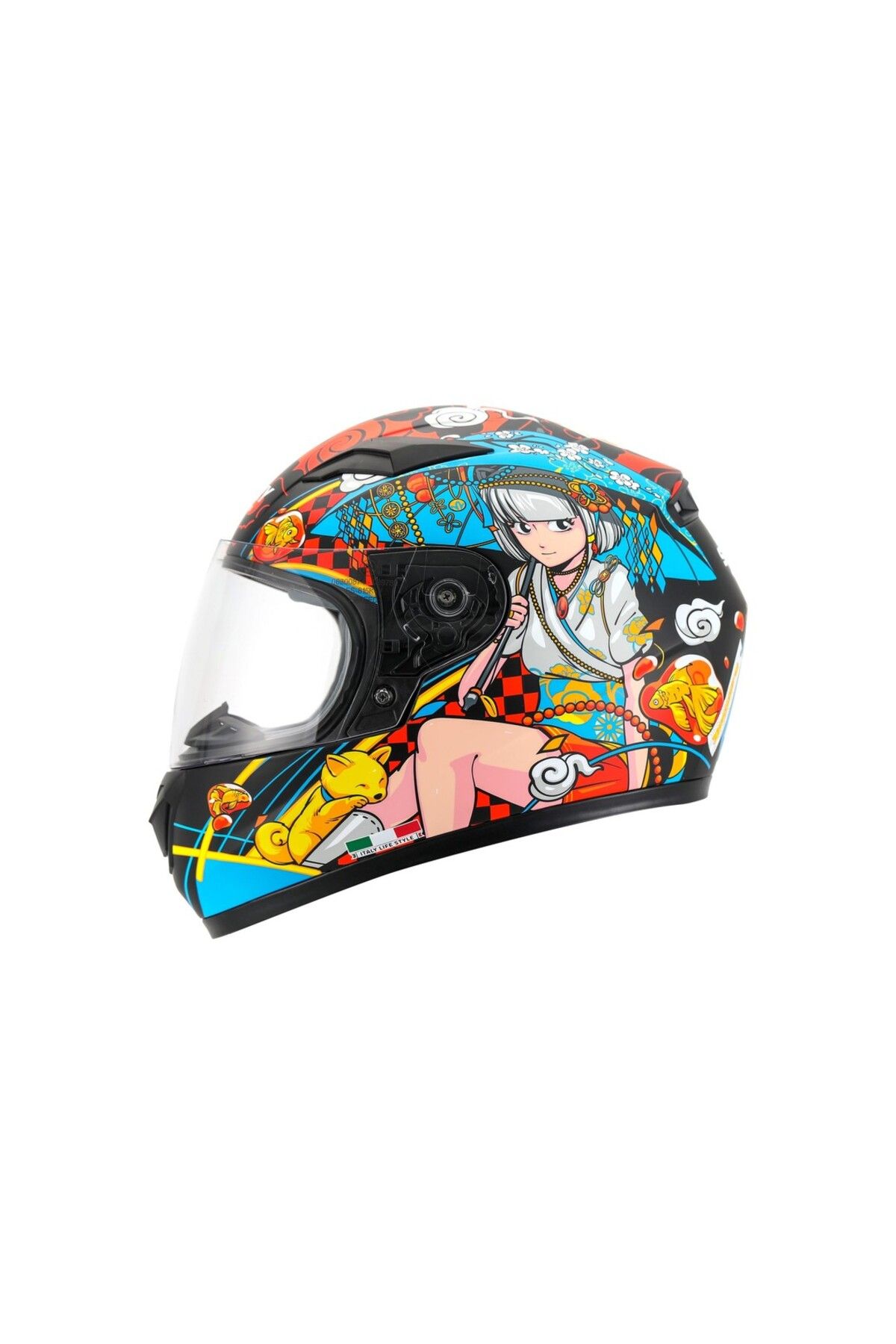 کلاه کاسکت موتورسیکلت چند رنگ دخترانه و پسرانه بچگانه کارت کودک بسته آبی 815K BLUE Sway