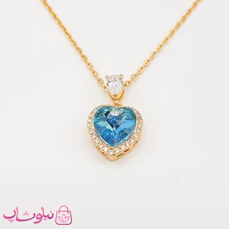 گردنبند سواروسکی ژوپینگ مدل قلب آبی کد 208